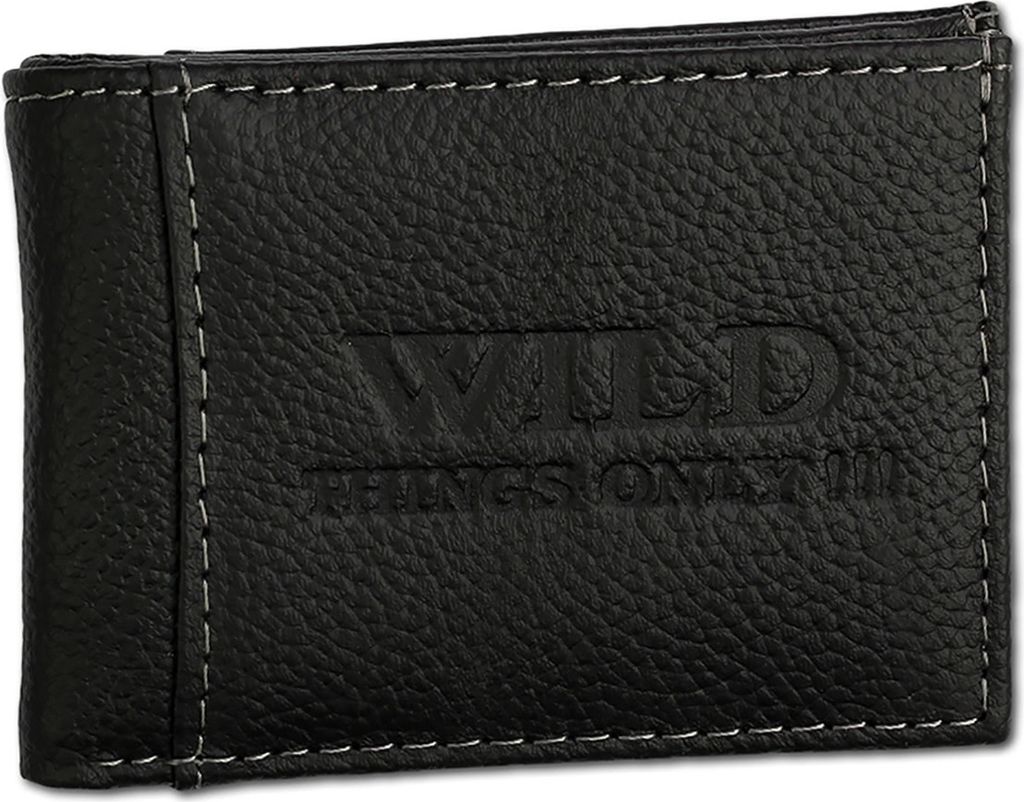 Wild Things Only RFID Blocker echtes Leder Brieftasche schwarz 9.5x1.5x6.5cm inkl. Feeanhänger D2OPJ800S