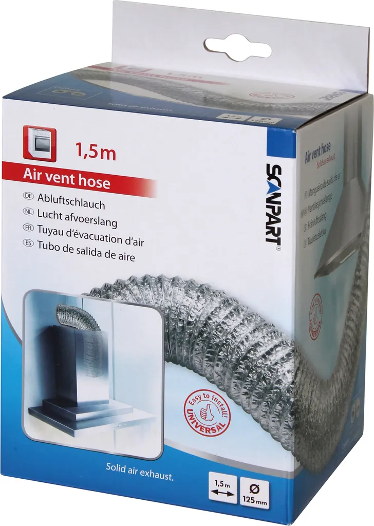 Gaine d'Évacuation Air 125mm : Solution Anti-Chaleur en Aluminium 1,5 Mètre