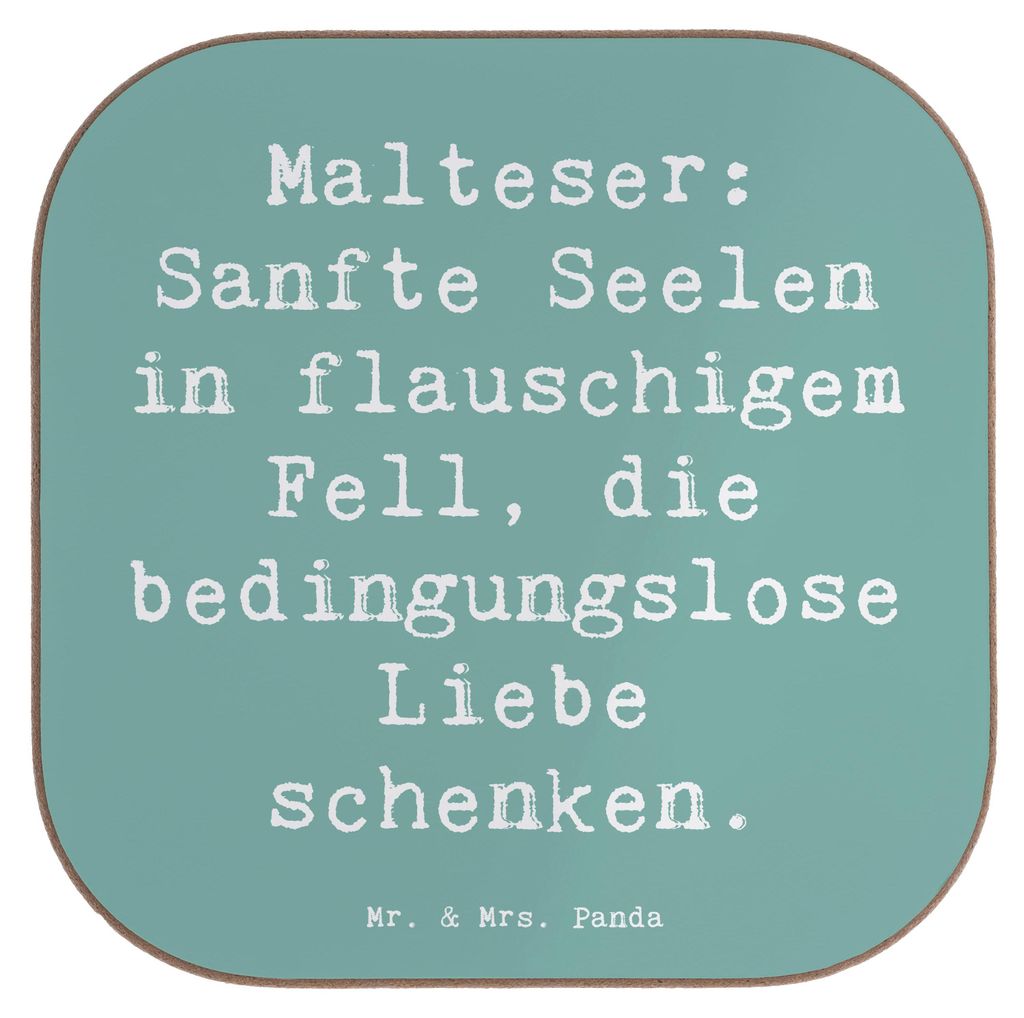 Mr. & Mrs. Panda Untersetzer für Gläser Spruch Malteser Liebe - Meeresbrise - Geschenk, Hunderasse, flauschiges Fell, liebevolle Begleiter, Tasse...