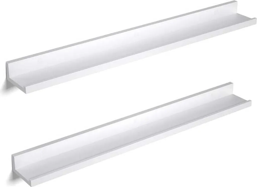 Étagère Murale Longue 80 cm en Blanc Lot de 2 avec Design Minimaliste