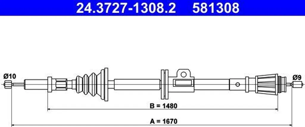 Câble de Frein ATE 1308mm Haute Résistance pour Volvo Série 850 S70 V70
