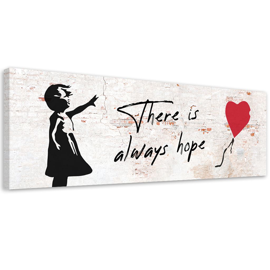 Leinwandbild Banksy Girl with Balloon 150x50 Feeby Beige bild für die wand bereit zum aufhängen