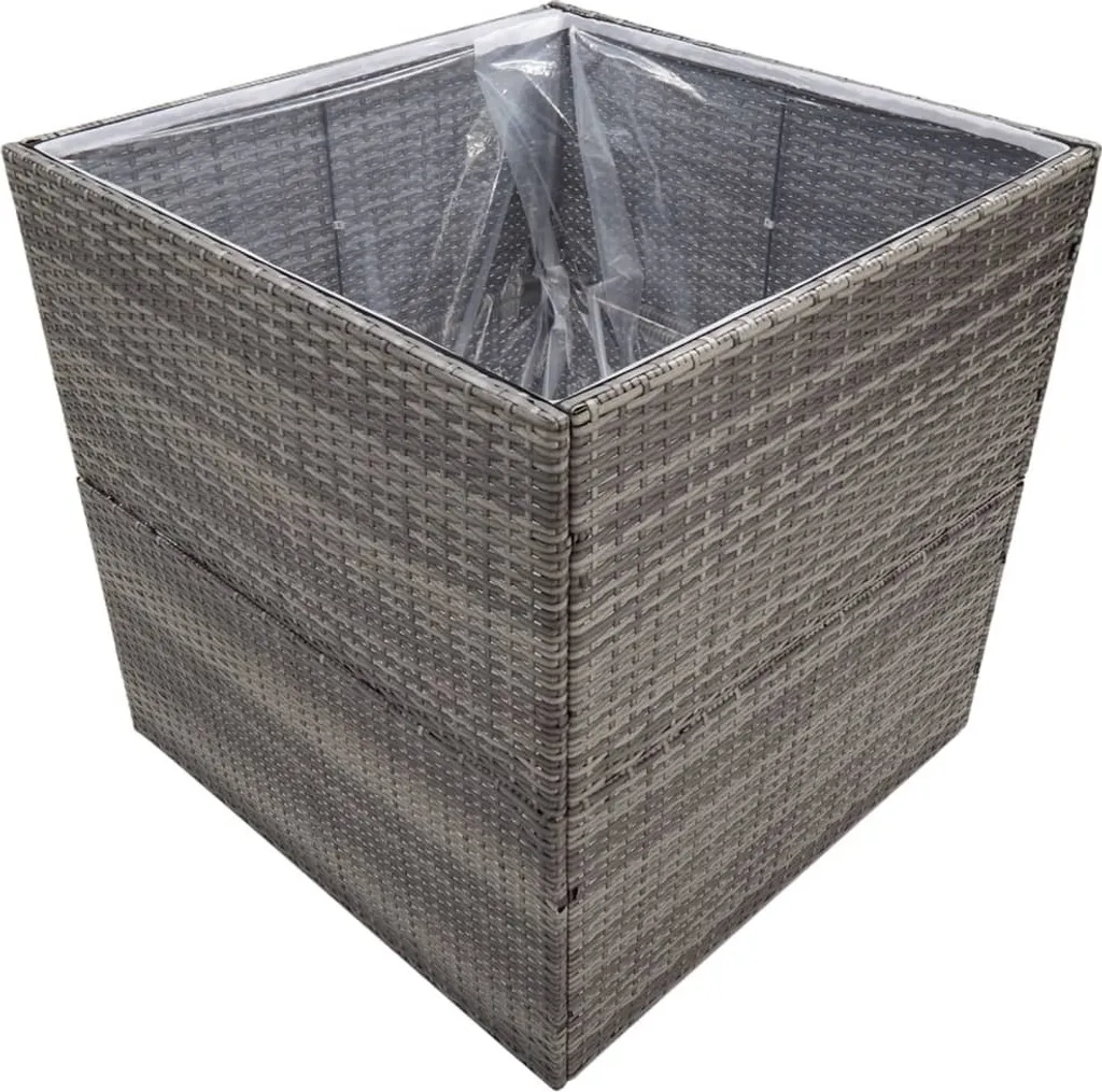 Pot de fleurs géant 80cm Gris Poly rotin avec structure en acier - 3