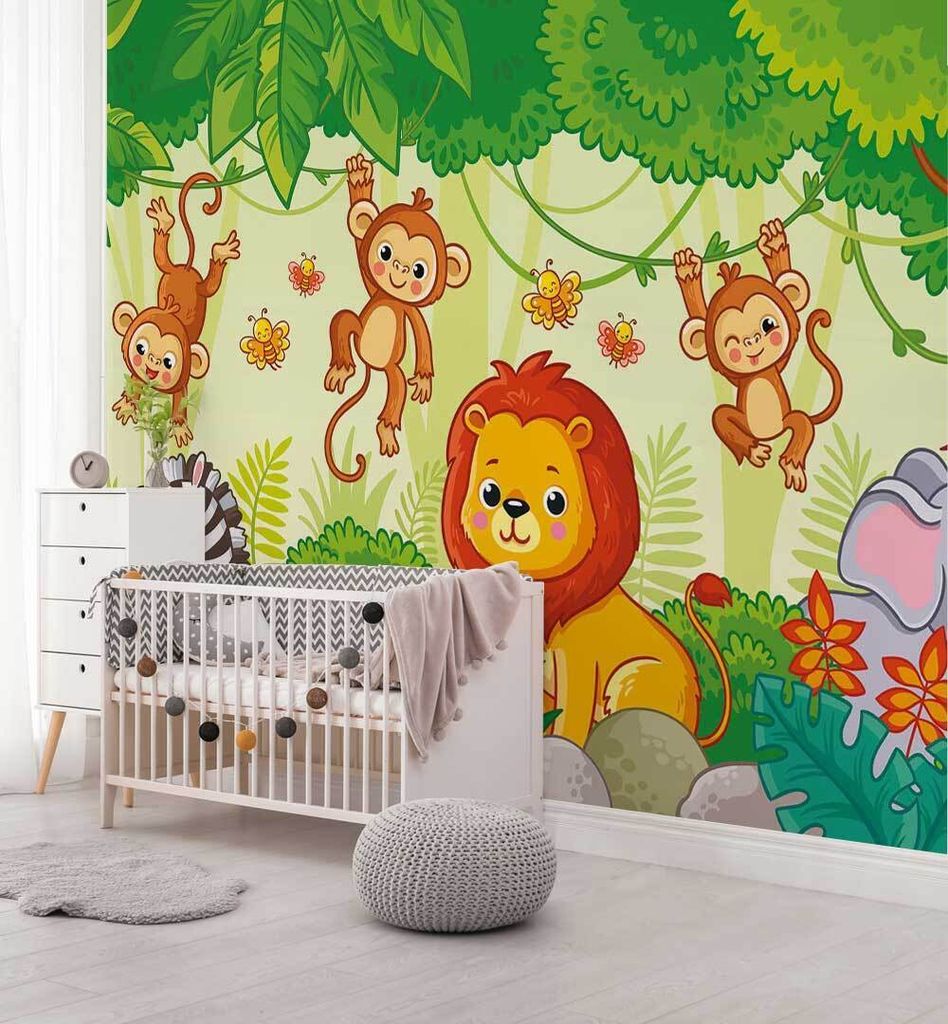 Fototapete Dschungeltiere, Material:Premium Vlies 150g/qm, Größe Tapete:260 x 260cm