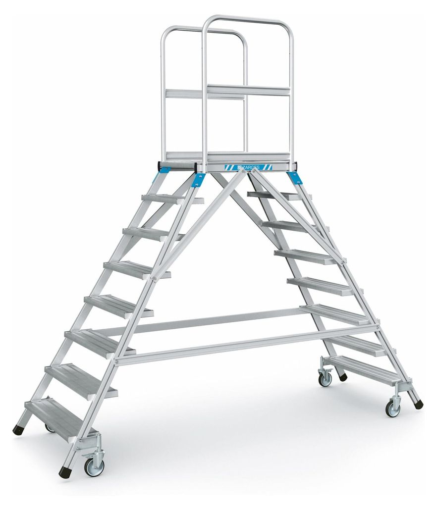 Zarges Podestleiter fahrbar mit 2x8 Leichtmetall-Stufen