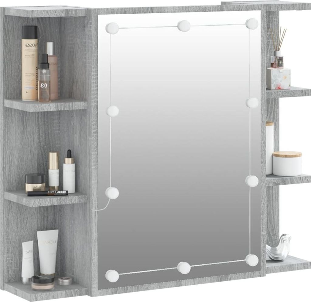 vidaXL Spiegelschrank mit LED Grau Sonoma 70x16,5x60 cm Produktbild 1