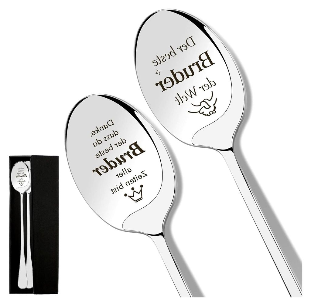 Kaffeelöffel, Geschenk für Bruder, Weihnachtsgeschenk Bruder, 2 Stück gravierte Kaffeelöffel