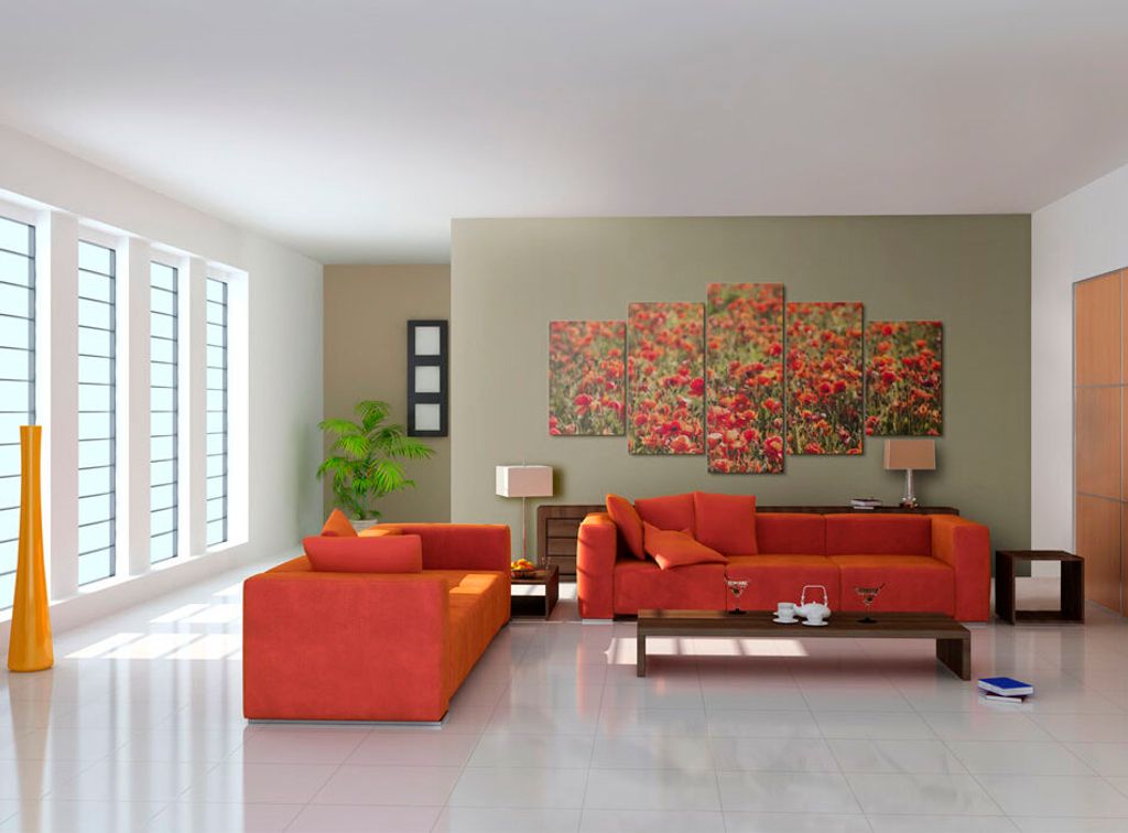 Akustikbild Mohnblumen 200x100 cm Bilder Akustikschaum Hochleistungsschallabsorber Schallschutz Leinwand 5 tlg Wandbild Raumakustik Schalldämmung ...