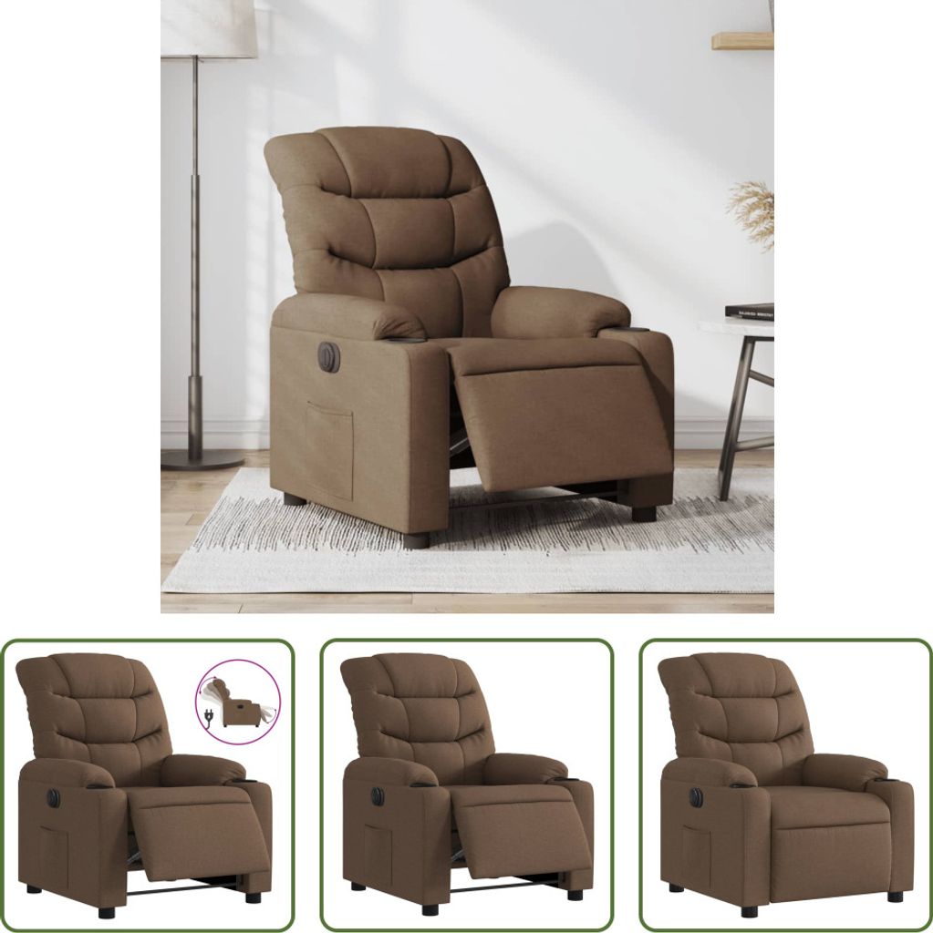 The Living Store Relaxsessel Elektrisch Braun Stoff