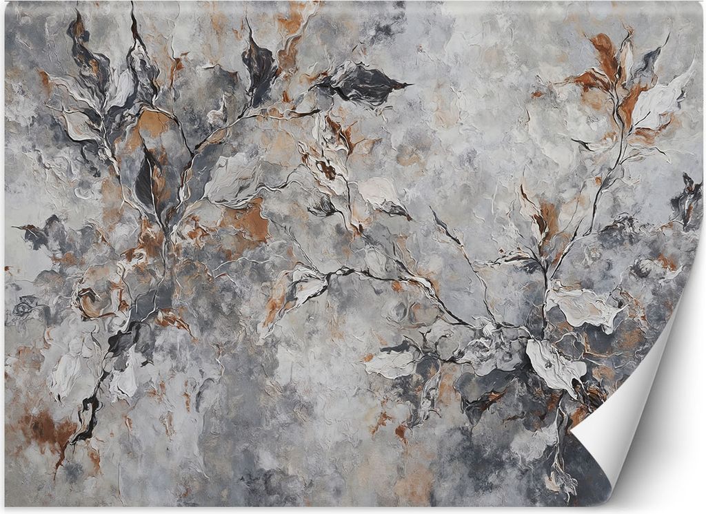 Fototapete Feeby Abstraktion Botanik Grau Gold Botanik Abstrakte Blumenkompositionen Pflanzenfauna 450x315 cm