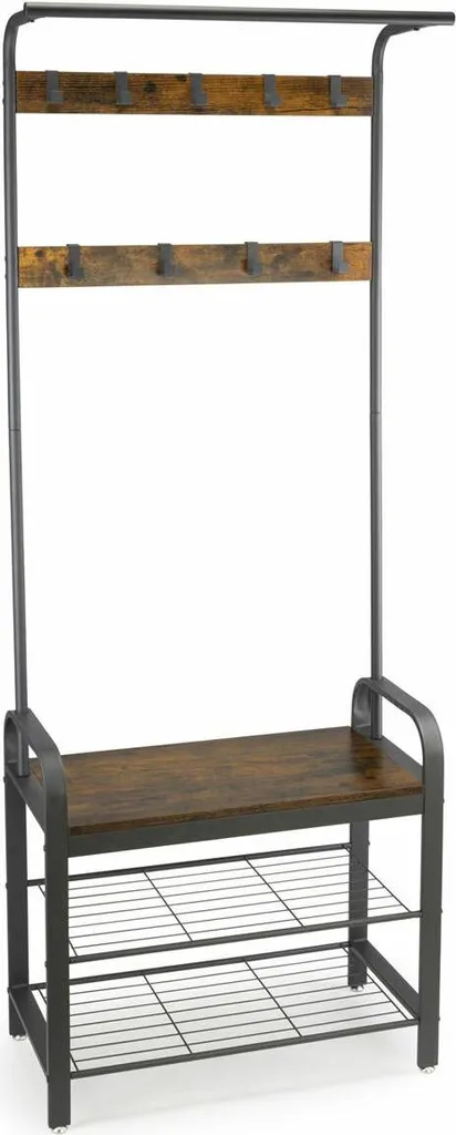 Aménagement couloir : vestiaire avec banc intégré 183 cm marron Loft
