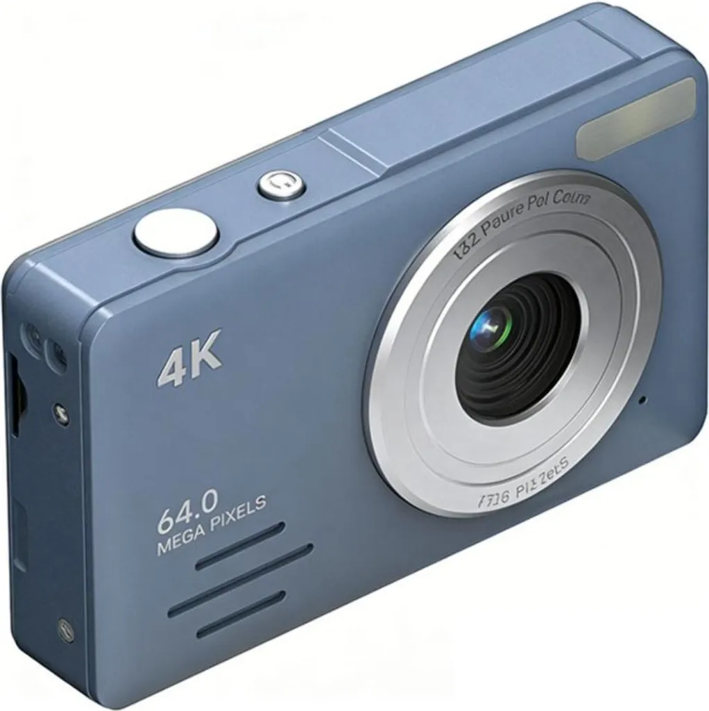 Appareil Photo Numérique 4K Bleu avec Capteur 64MP et Zoom Puissant 18x