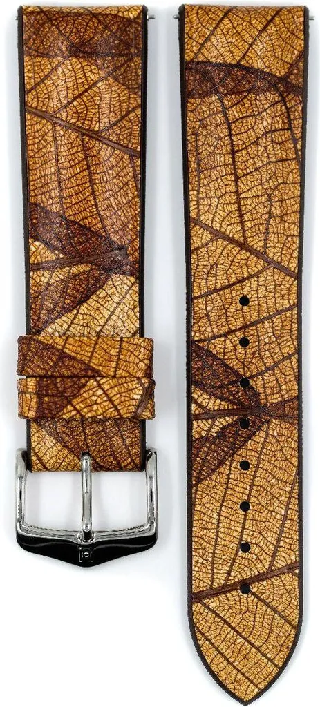 Bracelet montre 20 mm Hirsch Leaf marron texturé éco-conçu