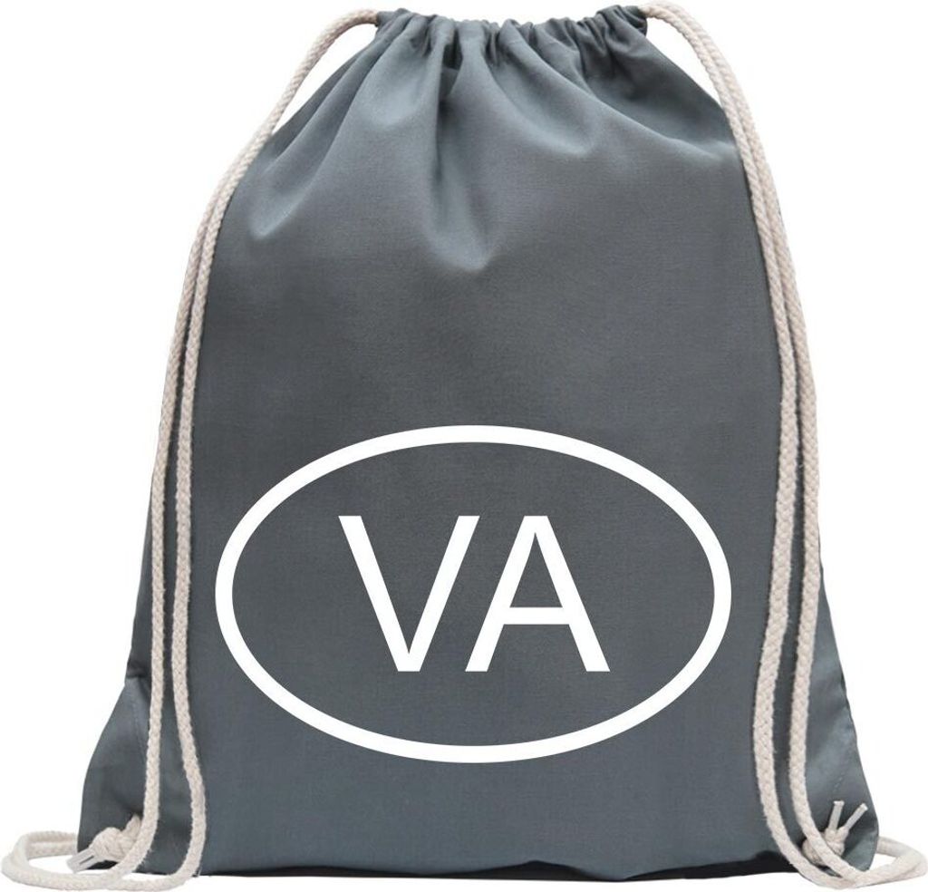 Kiwistar - Turnbeutel - stahlgrau - Vatikanstadt VA - Fun Rucksack Sport Beutel Gymsack Baumwolle mit Ziehgurt