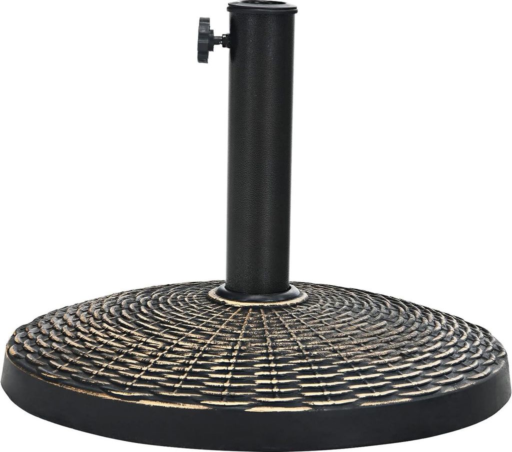 GOPLUS Sonnenschirmständer, Harz-Schirmständer für 38-48mm Schirmstangen, Runder Sonnenschirmfuß mit Rattan-Design