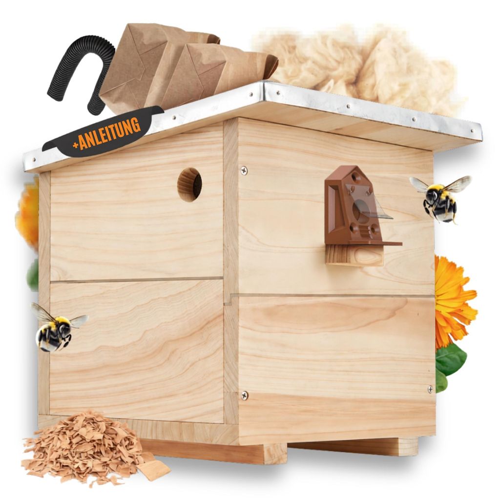 BEESI Hummelhaus groß inkl. Vorbau und Wachsmottenspere & Produktbild 