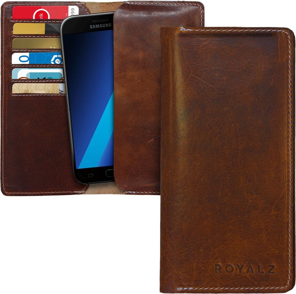 ROYALZ Lederhülle für Samsung Galaxy A3 Tasche Leder (für A3 2017, A3 2016, A3 2015) Schutzhülle Portemonnaie Schutztasche Vintage Kara Braun