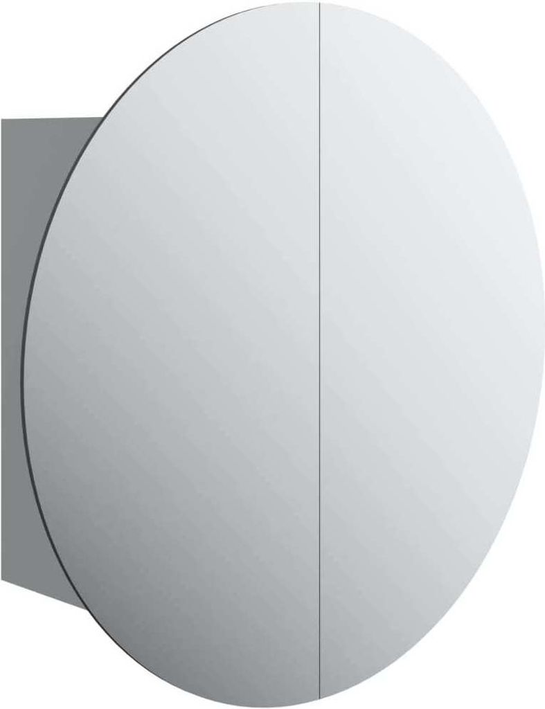 vidaXL Badezimmerschrank mit Rundem Spiegel & LED Grau Produktbild 