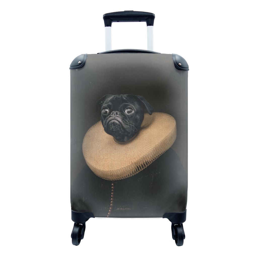 MuchoWow Koffer Handgepäck Trolley Rollkoffer Kleine Reisekoffer mit 4 Rollen - Hund - Malerei - Alte Meister - Cabin Size < 55x40x23 cm & 55x40...