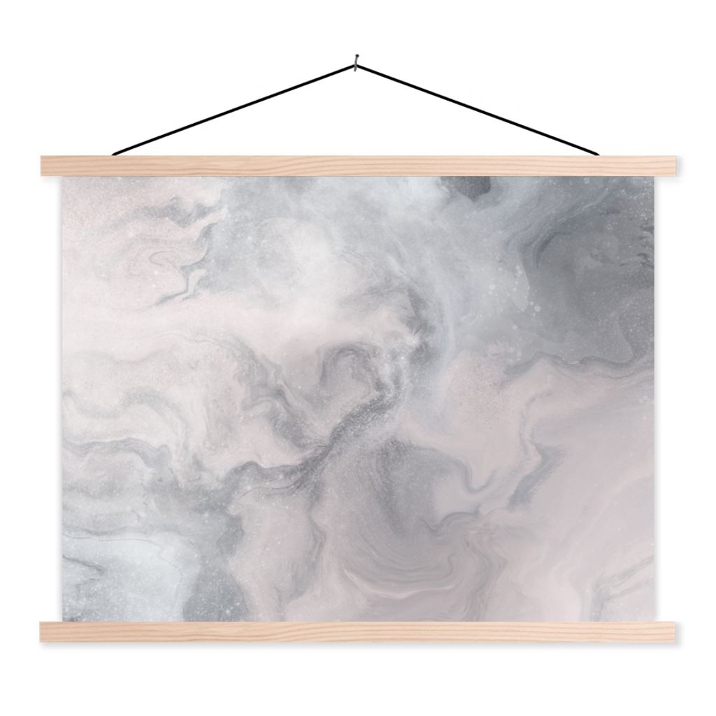 MuchoWow Textilposter Wolken - Abstrakt - Malen 40x30 cm mit holzfarbenen Rahmen - Bilder