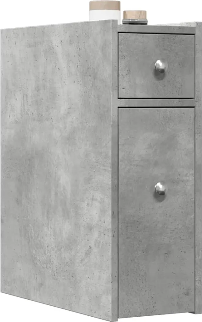Mobile Bagno Stretto Rotelle Grigio Cemento Elegante Hommie9600688