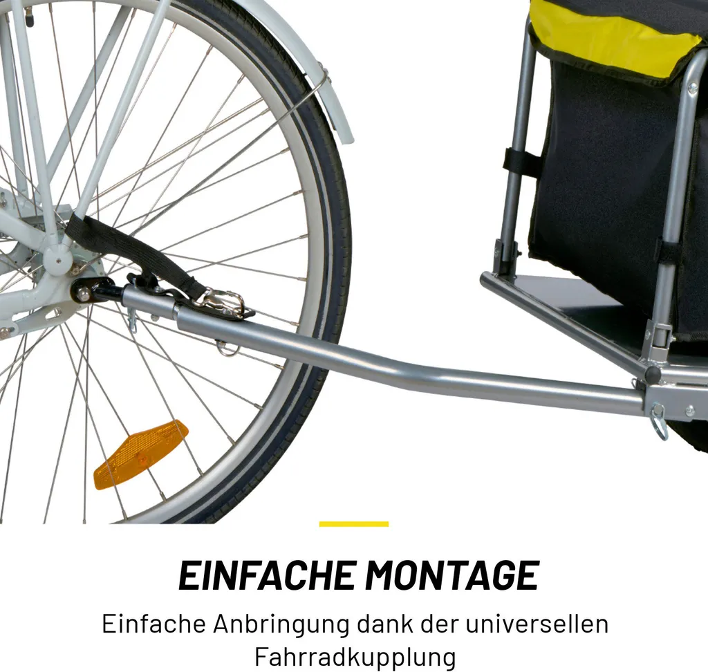 Remorque vélo cargo jaune avec bâche imperméable réglable Dunlop - 3