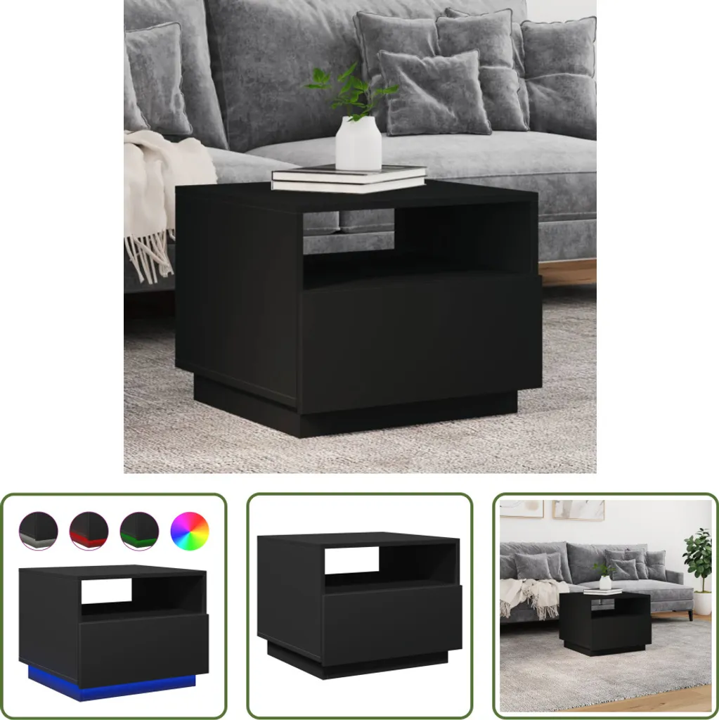 Tavolino Nero con LED 50x49x40 cm | Qualità The Living Store