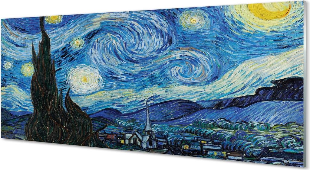 Glasbilder 125x50 Wandkunst Art starry night