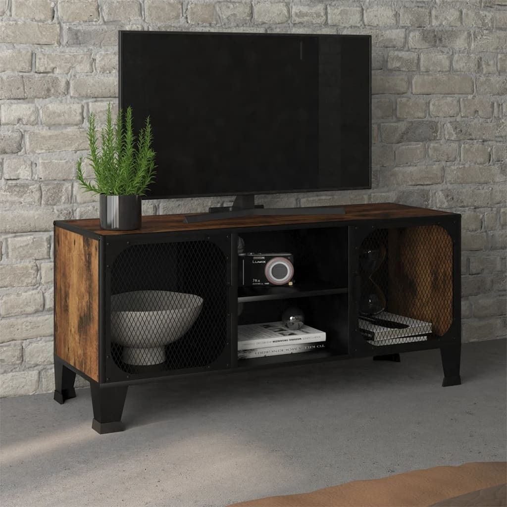 The Living Store TV-Schrank Rustikales Braun 105x36x47 cm Metall und MDF