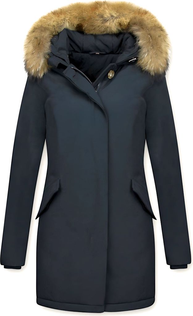 Jacke Mit Fellkragen Winterjacke Da Lang - XS