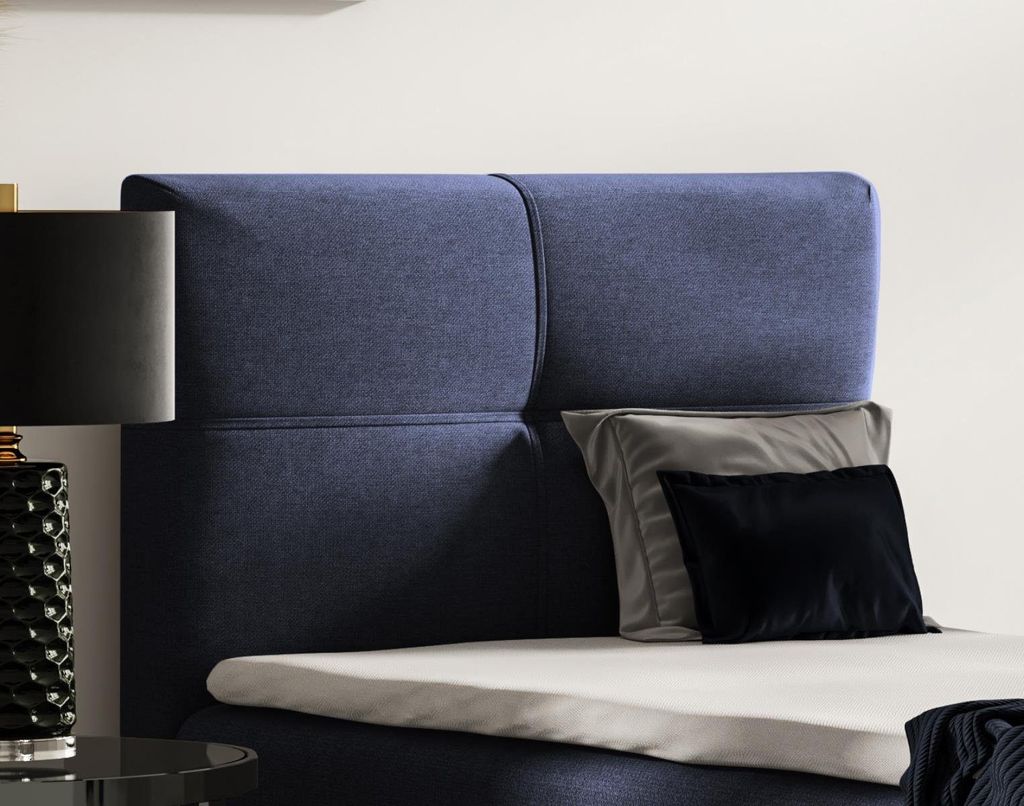 Modern Boxspringbett HELEN MINI - Bett mit Federkernmatratze Polsterbett 100x200cm mit Topper Einzelbett - Blau (soro 76)