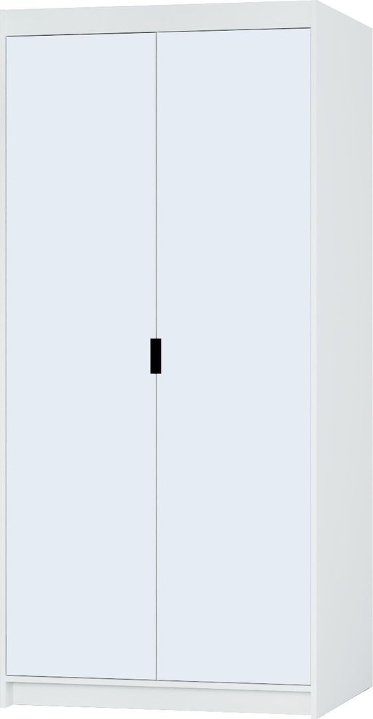 Tkmoebel 2-türiger Kleiderschrank Schrank LENA 2D + Spiegel Farben Weiß