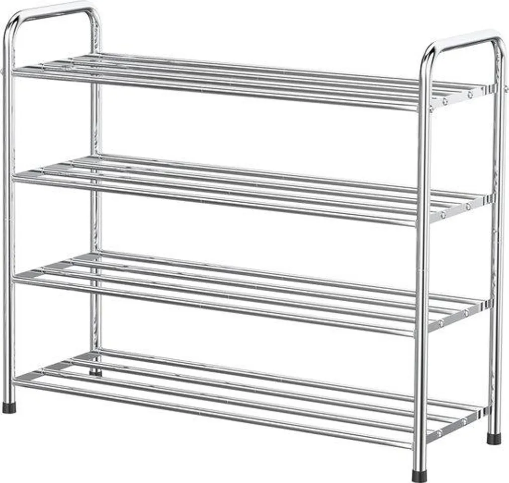 Rangement chaussures pour entrée organisée en acier inoxydable argent