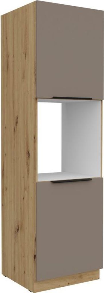 Küchenschrank für Einbaubackofen LUNARA – Breite 60 cm, Dunkelbeige/Eiche handwerklich gefertigt