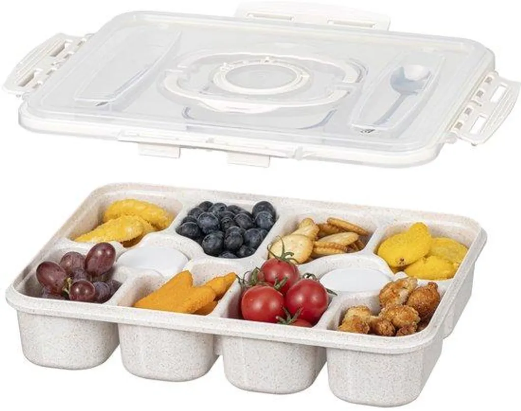 Plat de service 10 pièces avec couvercle et poignée blanc - Modèle XL
