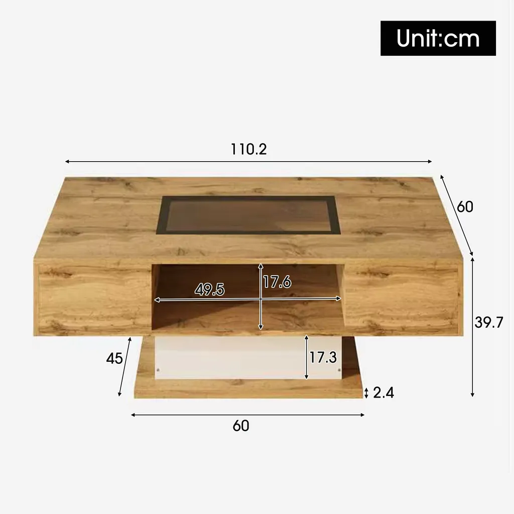 Table Basse LED Multicolore et 2 Tiroirs de Rangement - Style Épuré