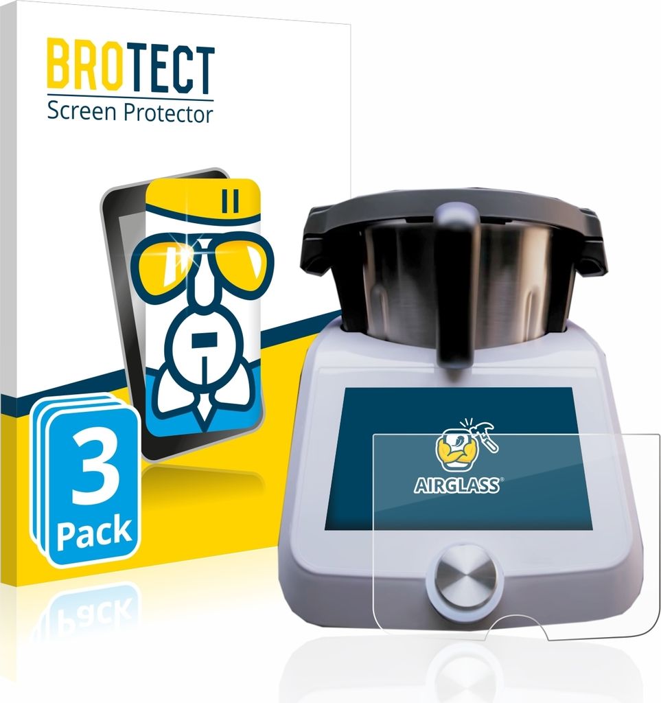 3x BROTECT Schutzglas für SilverCrest Monsieur Cuisine Smart Schutzfolie Panzer Folie Glas Display Schutz klar