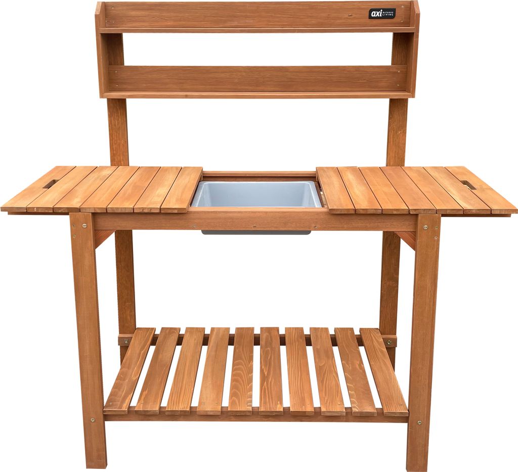 AXI Pflanztisch mit verschiebbarer Arbeitsplatte, Braun | 100 % Hemlock-Holz - Praktischer mit Stauraum für Garten/Balkon/Terrasse - 100 x 46 x 14...