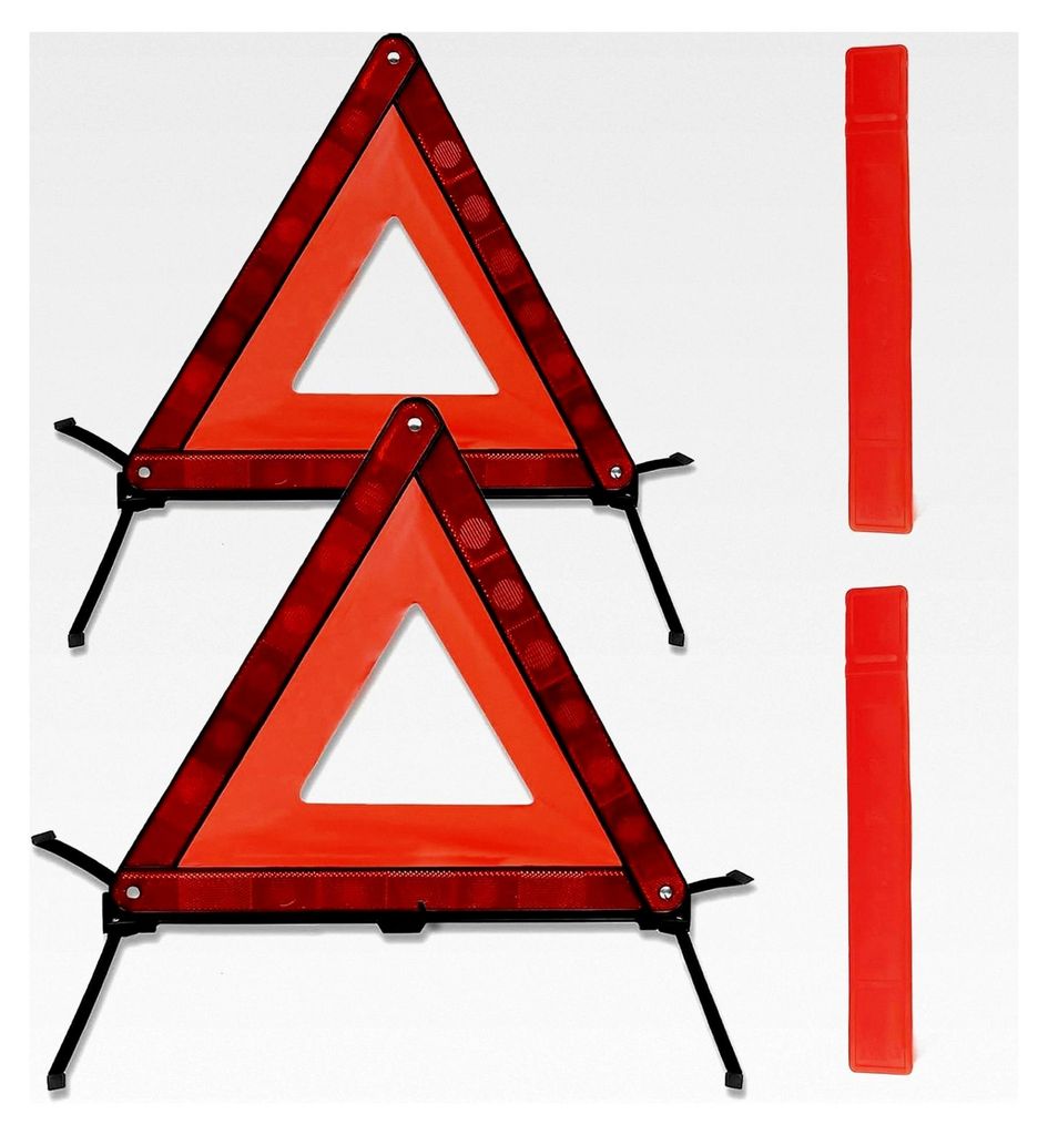 Warndreieck, 2 Stück, mit Aufbewahrungsbox, faltbar, für Warnschilder, schneller Aufbau, für Pannenhilfe