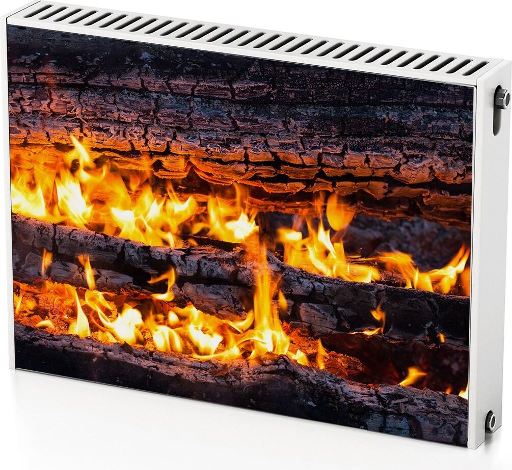 Feuerholz – Magnetische Heizkörperabdeckung – 80x60 cm – Magnet Heizkörperabdeckung – 3D Würfel – Heizkörperverkleidung – Magnetisc...