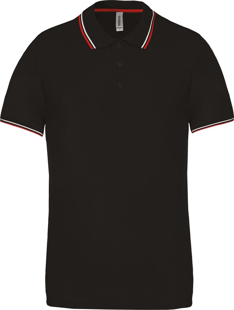 Kariban Herren Kurzarm Polo Shirt mit Kontrast RW4217 (L) (Schwarz)