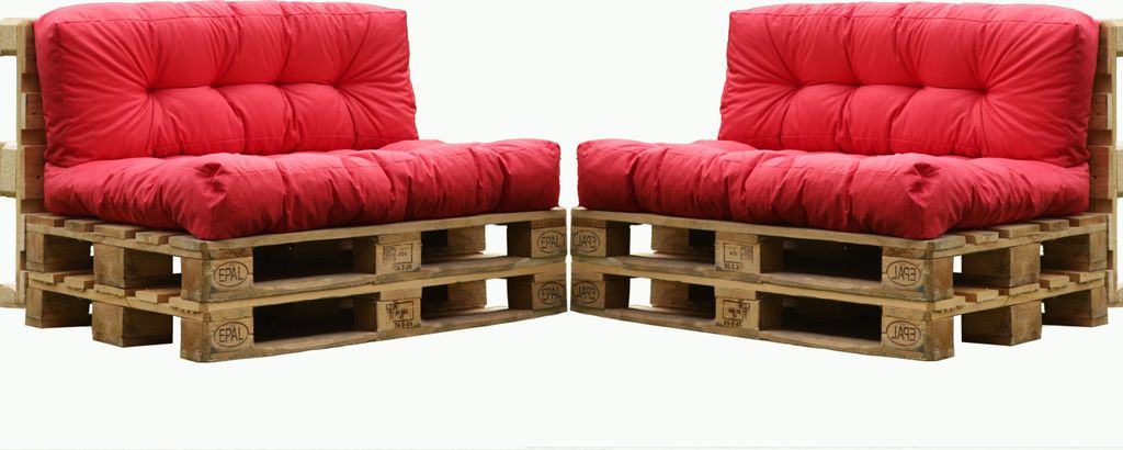 Palettensitzkissen 4er Set rot 120x80 cm und 120x40 cm Outdoor Indoor
