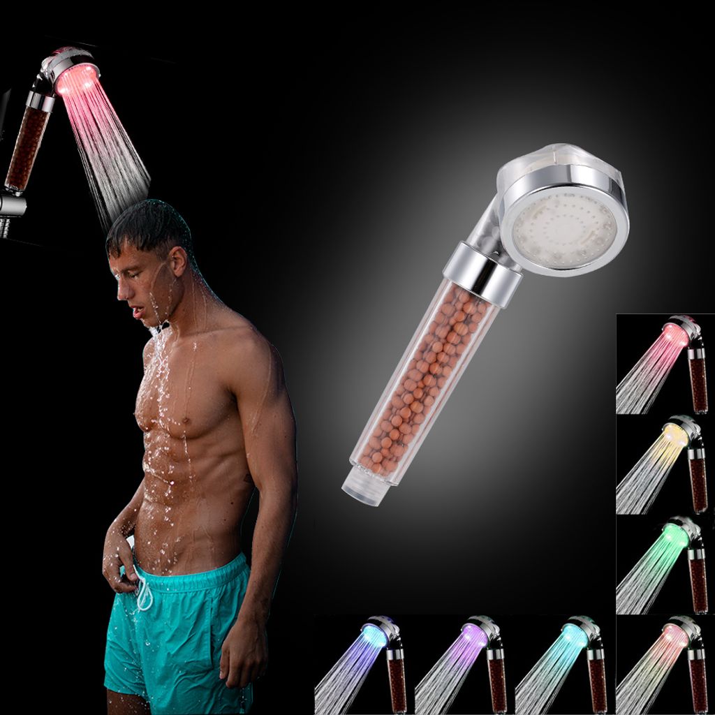 LED Handbrause Mit Temperaturanzeige - 3 Sprühmodi Wasserbetrieben