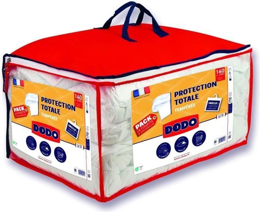Bettbezug 200 x 200 cm + 2 Kissen 60 x 60 cm + 2 Kissenbezüge 60 x 60 cm, Polyester, 350 g/m² – Weiß