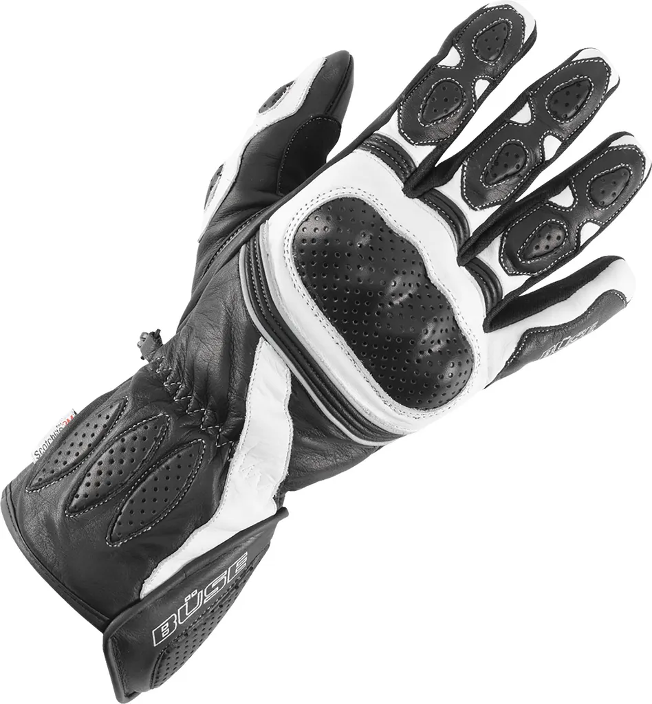 Gants Büse Pit Lane Femme 6 avec protections articulations Noir Blanc