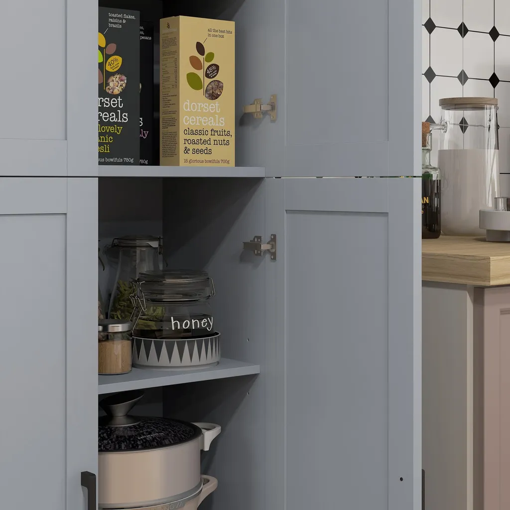 Buffet de cuisine multi-rangements gris avec 2 étagères modulables - 9