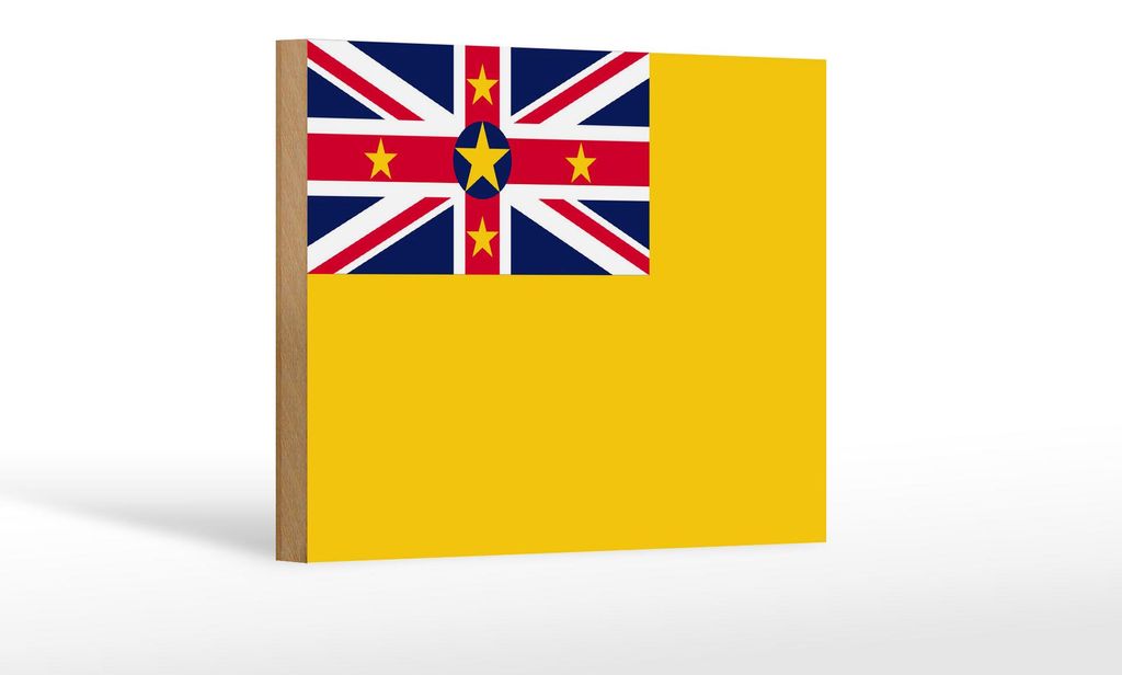 Holzschild Flagge Niues 18x12 cm Flag of Niue Dekoration