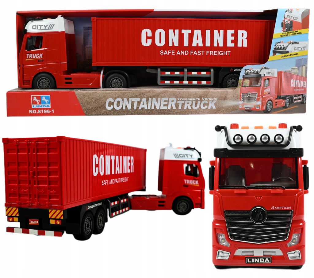 Riesiger LKW Spielzeug mit Container, Licht & Sound - Produktbild 