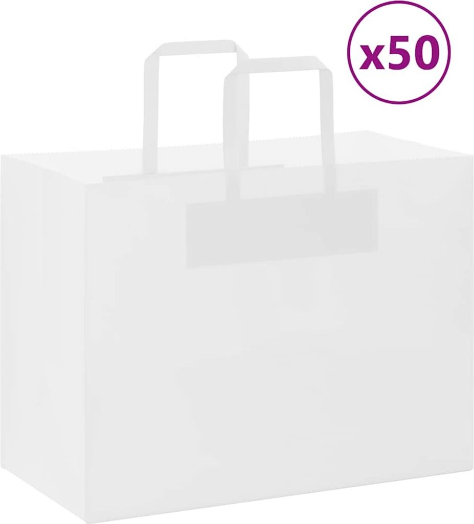 "2026 Promotion" Papiertragetaschen 50 Stk. - Hohe Qualität - mit Henkeln Weiß 32x17x25 cm - Papiertüten CC25384