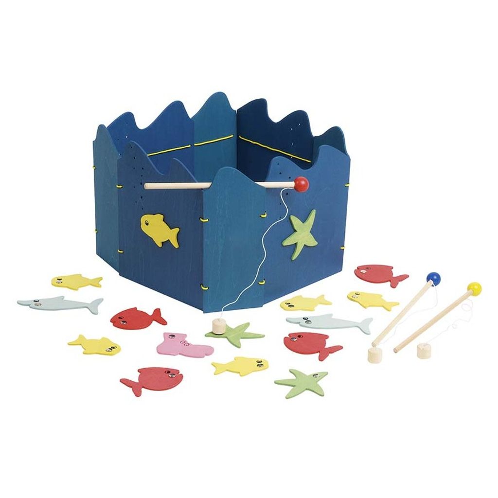 Angelspiel Holz 15 Fisch, 3Angeln Produktbild 